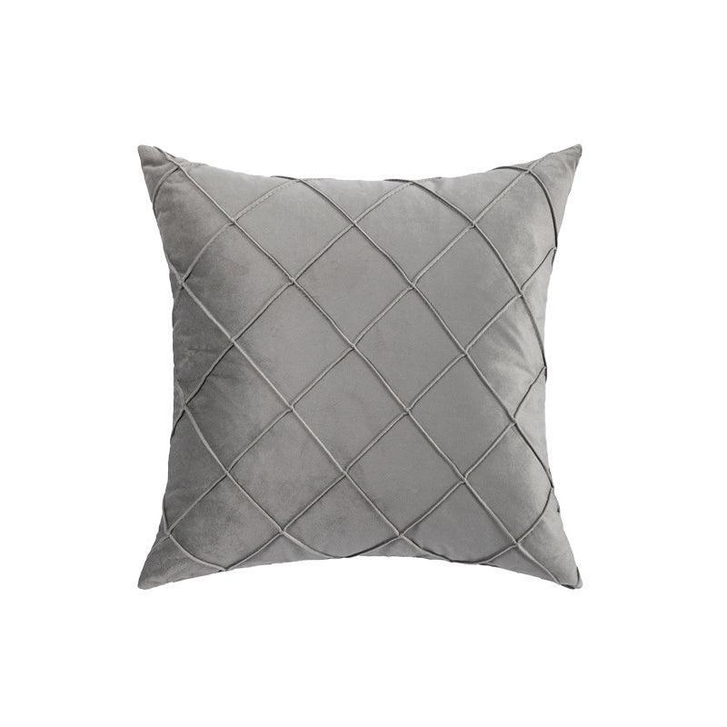 Velvet Cushion Cover Pleated Checked Plaid Plush Decorative Lounge Cushion Cover - Pink V528-VELVETCUSHIONCOVER-PINK-375392