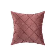 Velvet Cushion Cover Pleated Checked Plaid Plush Decorative Lounge Cushion Cover - Pink V528-VELVETCUSHIONCOVER-PINK-375392