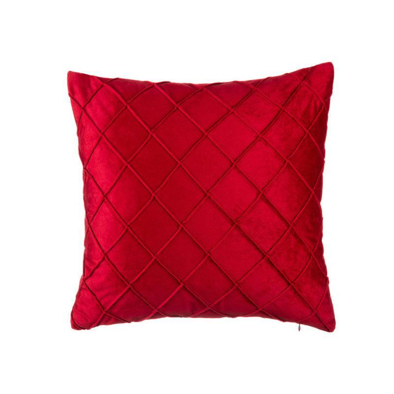 Velvet Cushion Cover Pleated Checked Plaid Plush Decorative Lounge Cushion Cover - Pink V528-VELVETCUSHIONCOVER-PINK-375392
