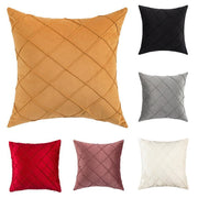 Velvet Cushion Cover Pleated Checked Plaid Plush Decorative Lounge Cushion Cover - White V528-VELVETCUSHIONCOVER-WHITE-465814