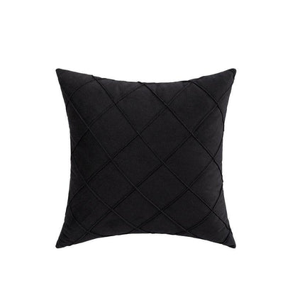 Velvet Cushion Cover Pleated Checked Plaid Plush Decorative Lounge Cushion Cover - White V528-VELVETCUSHIONCOVER-WHITE-465814
