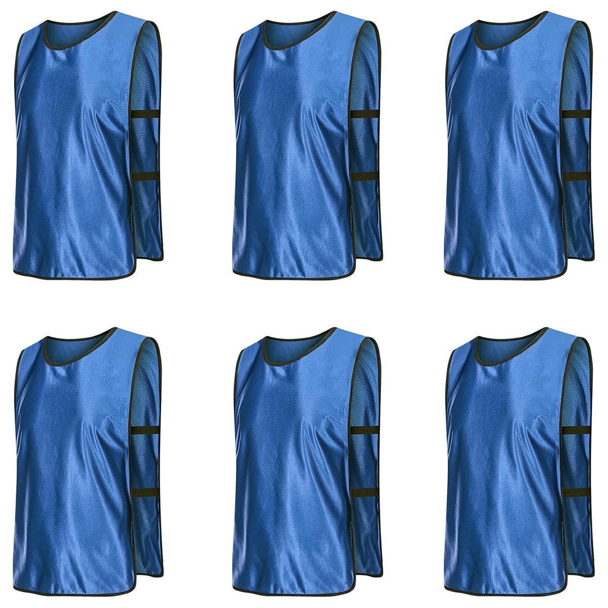 6X Sports Training Bibs Soccer Vests Group Team Bibs Basketball Cricket Football - Lake Blue-M V528-VEST-M-LAKE-BLUE-406491