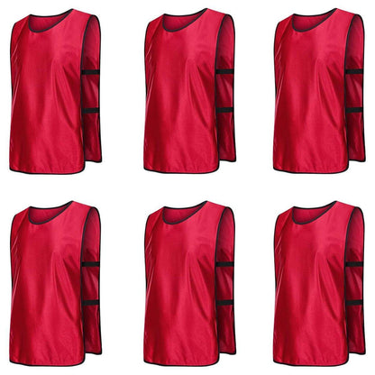 6X Sports Training Bibs Soccer Vests Group Team Bibs Basketball Cricket Football - Red-M V528-VEST-M-RED-342284