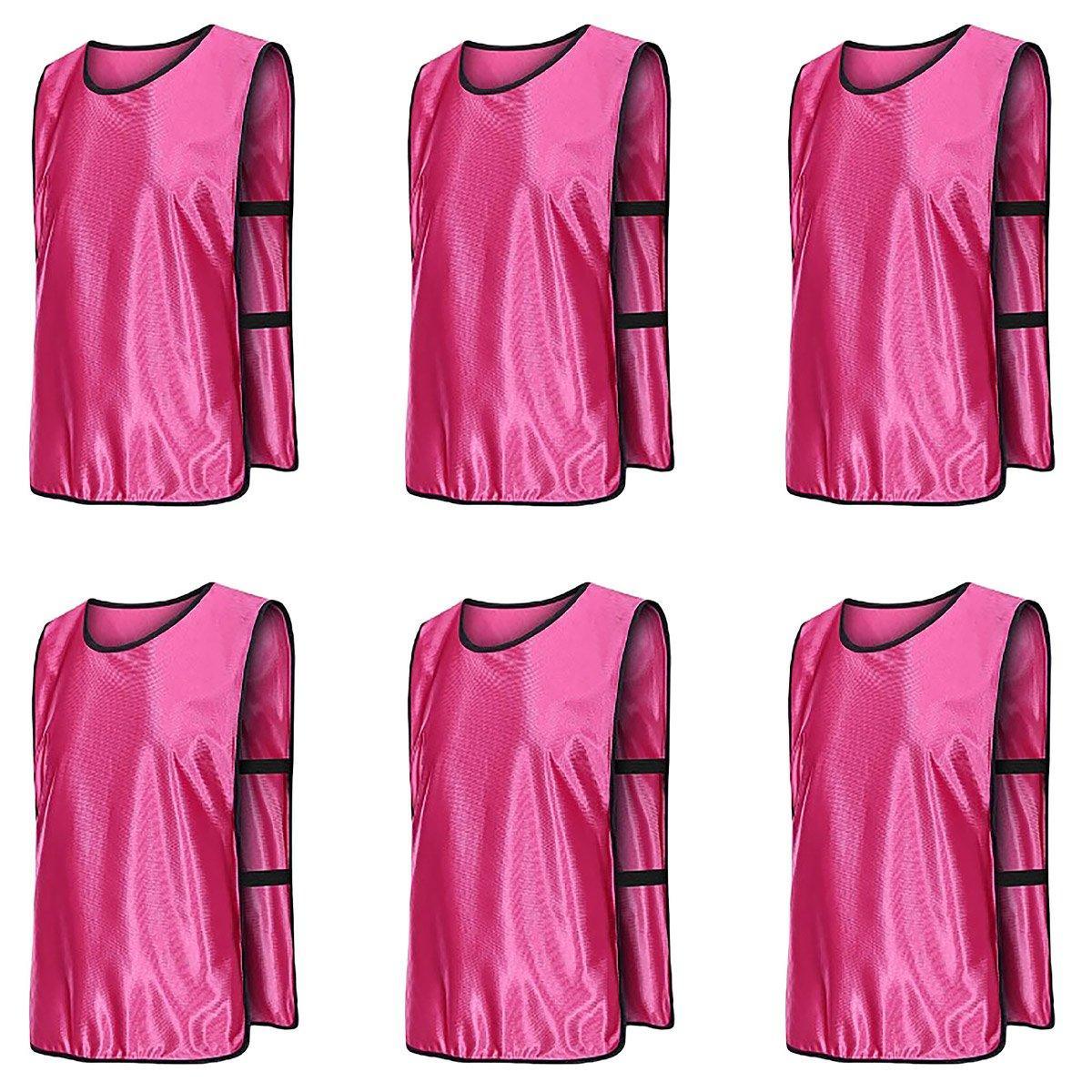 6X Sports Training Bibs Soccer Vests Group Team Bibs Basketball Cricket Football - Red-S V528-VEST-S-RED-510438