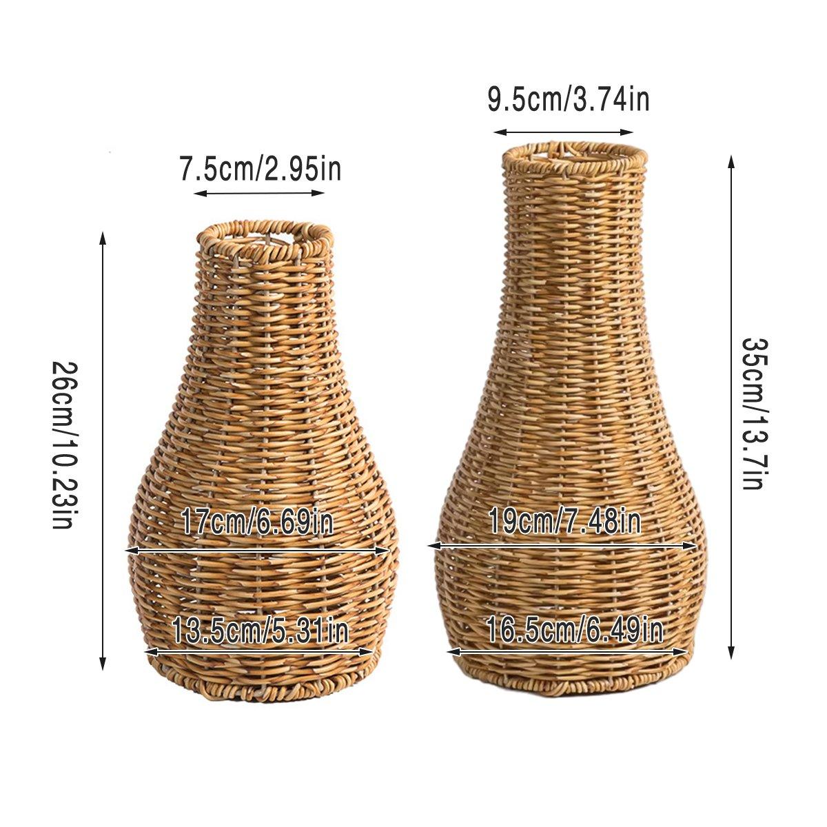 Imitation Rattan Woven Vase Decorative Flower Vase Arrangement for Home Decor - Small V528-VINTAGE-VASE-S-291684