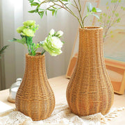 Imitation Rattan Woven Vase Decorative Flower Vase Arrangement for Home Decor - Small V528-VINTAGE-VASE-S-291684