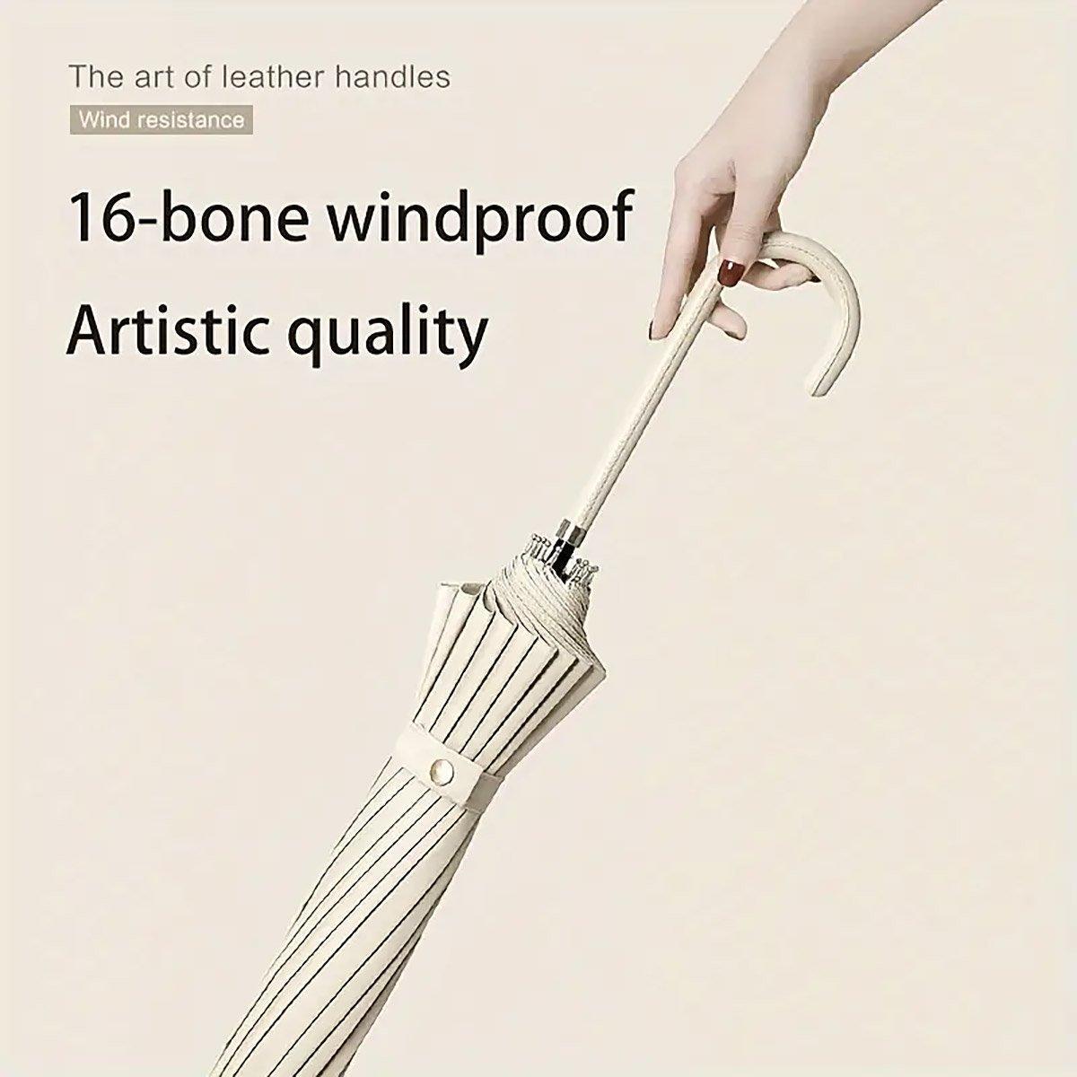 Large 16 Bone Automatic Umbrella Unisex Long Handle Dual Use Rain Sun Umbrella - Green V528-W-UMBRELLA-GREEN-384655