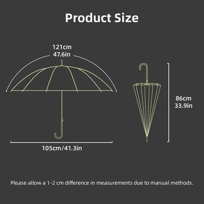 Large 16 Bone Automatic Umbrella Unisex Long Handle Dual Use Rain Sun Umbrella - White V528-W-UMBRELLA-WHITE-593194