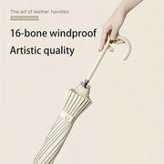 Large 16 Bone Automatic Umbrella Unisex Long Handle Dual Use Rain Sun Umbrella - White V528-W-UMBRELLA-WHITE-593194
