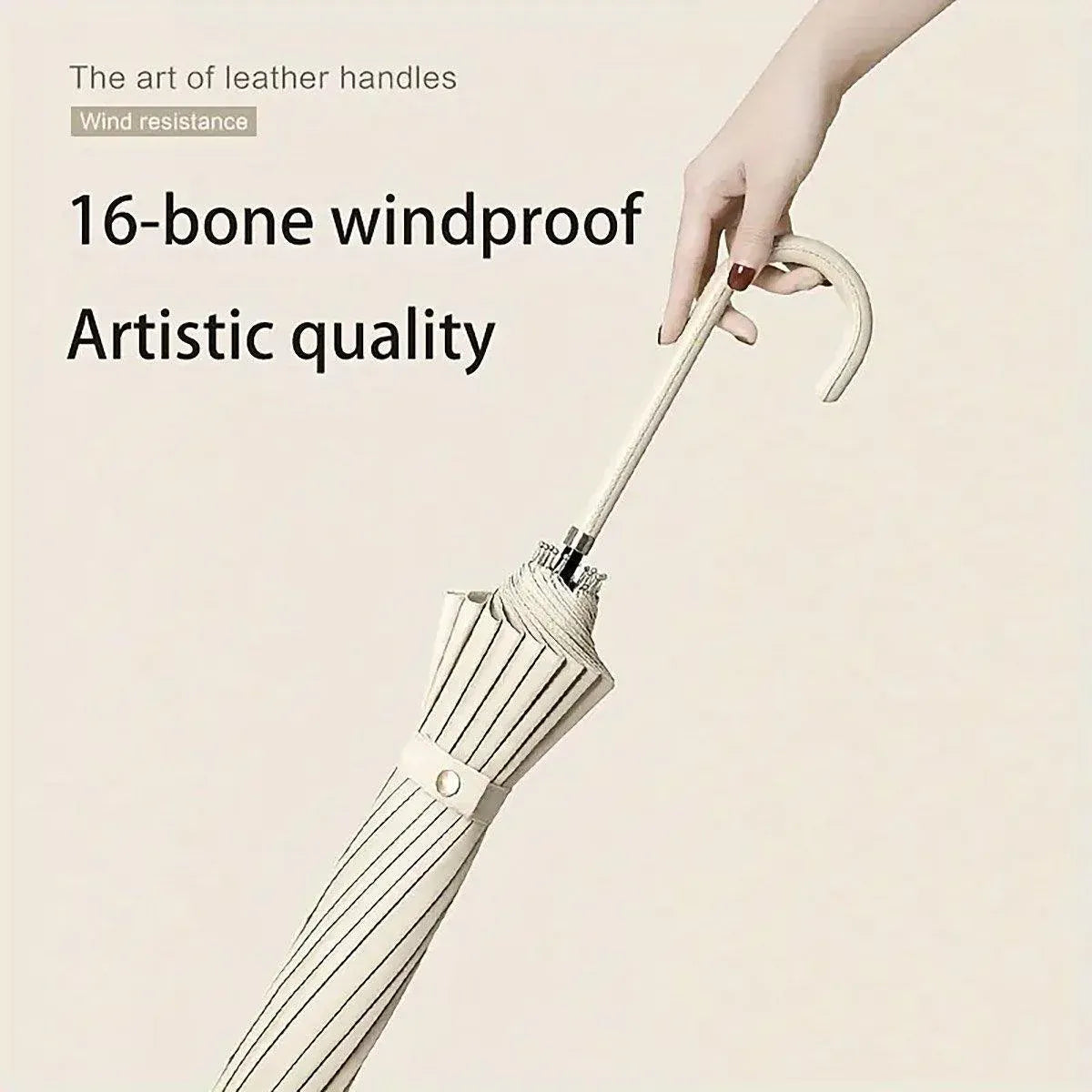 Large 16 Bone Automatic Umbrella Unisex Long Handle Dual Use Rain Sun Umbrella - White V528-W-UMBRELLA-WHITE-593194