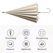 Large 16 Bone Automatic Umbrella Unisex Long Handle Dual Use Rain Sun Umbrella - White V528-W-UMBRELLA-WHITE-593194
