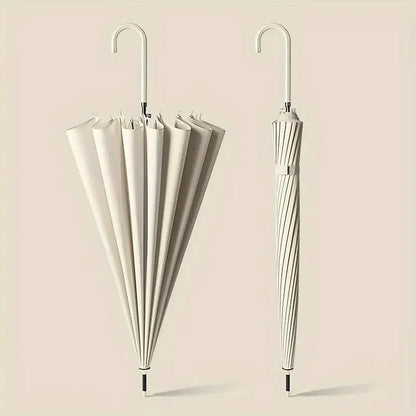 Large 16 Bone Automatic Umbrella Unisex Long Handle Dual Use Rain Sun Umbrella - White V528-W-UMBRELLA-WHITE-593194