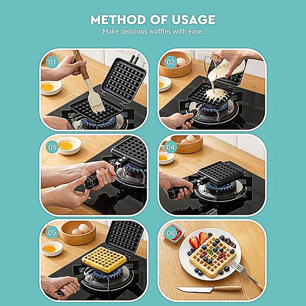Waffle Pan Mould DIY Cake Baking Tool Lattice Muffin Mold Tray for Kitchen Oven V528-WAFFLE-IRON-999174