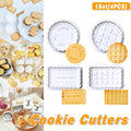 4PCS Plaid Cookie Stamp Set Waffle Biscuit Cutter Press Home Baking Tool Kit V528-WAFFLE-MOLD-4PCS-667611
