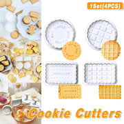 4PCS Plaid Cookie Stamp Set Waffle Biscuit Cutter Press Home Baking Tool Kit V528-WAFFLE-MOLD-4PCS-667611