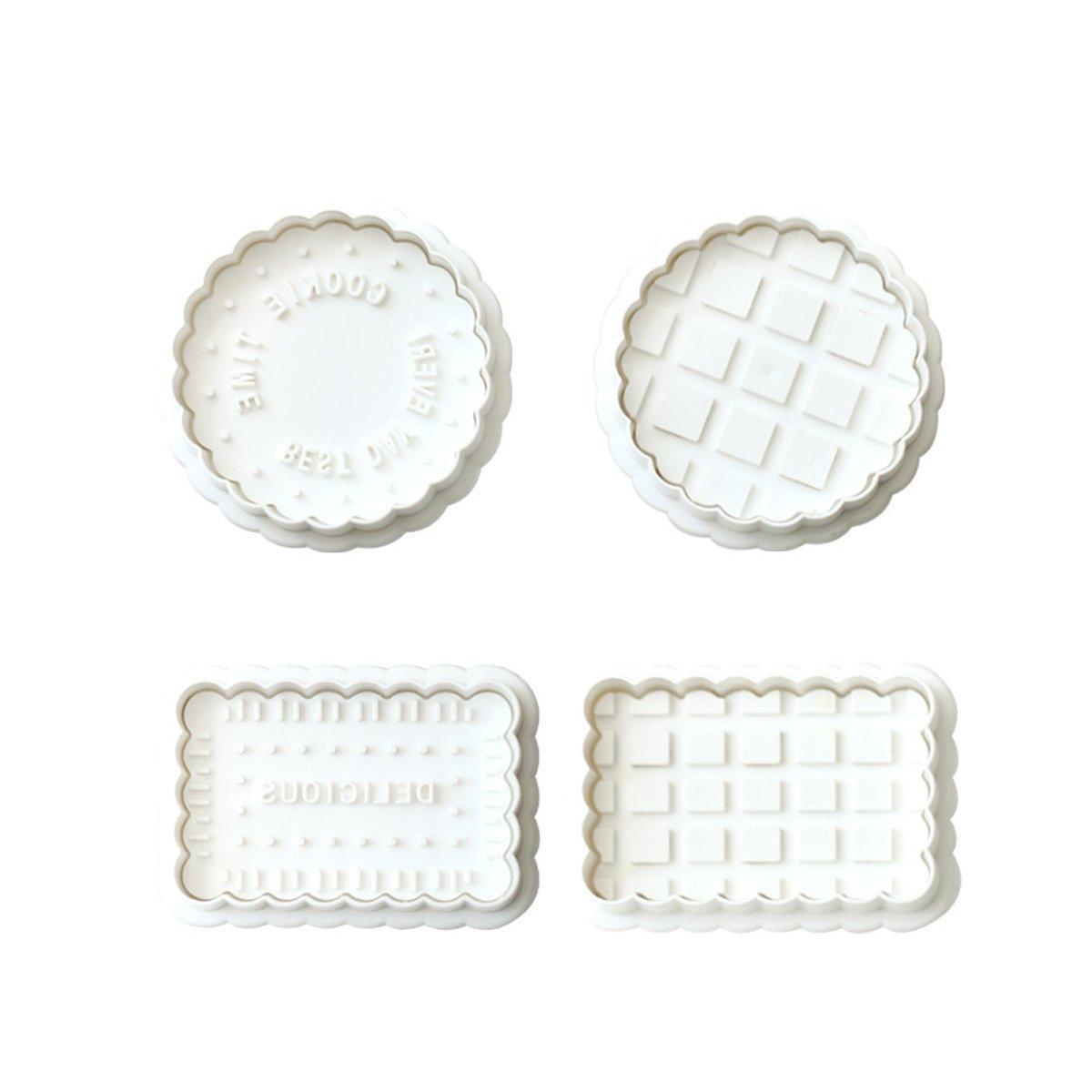 4PCS Plaid Cookie Stamp Set Waffle Biscuit Cutter Press Home Baking Tool Kit V528-WAFFLE-MOLD-4PCS-667611