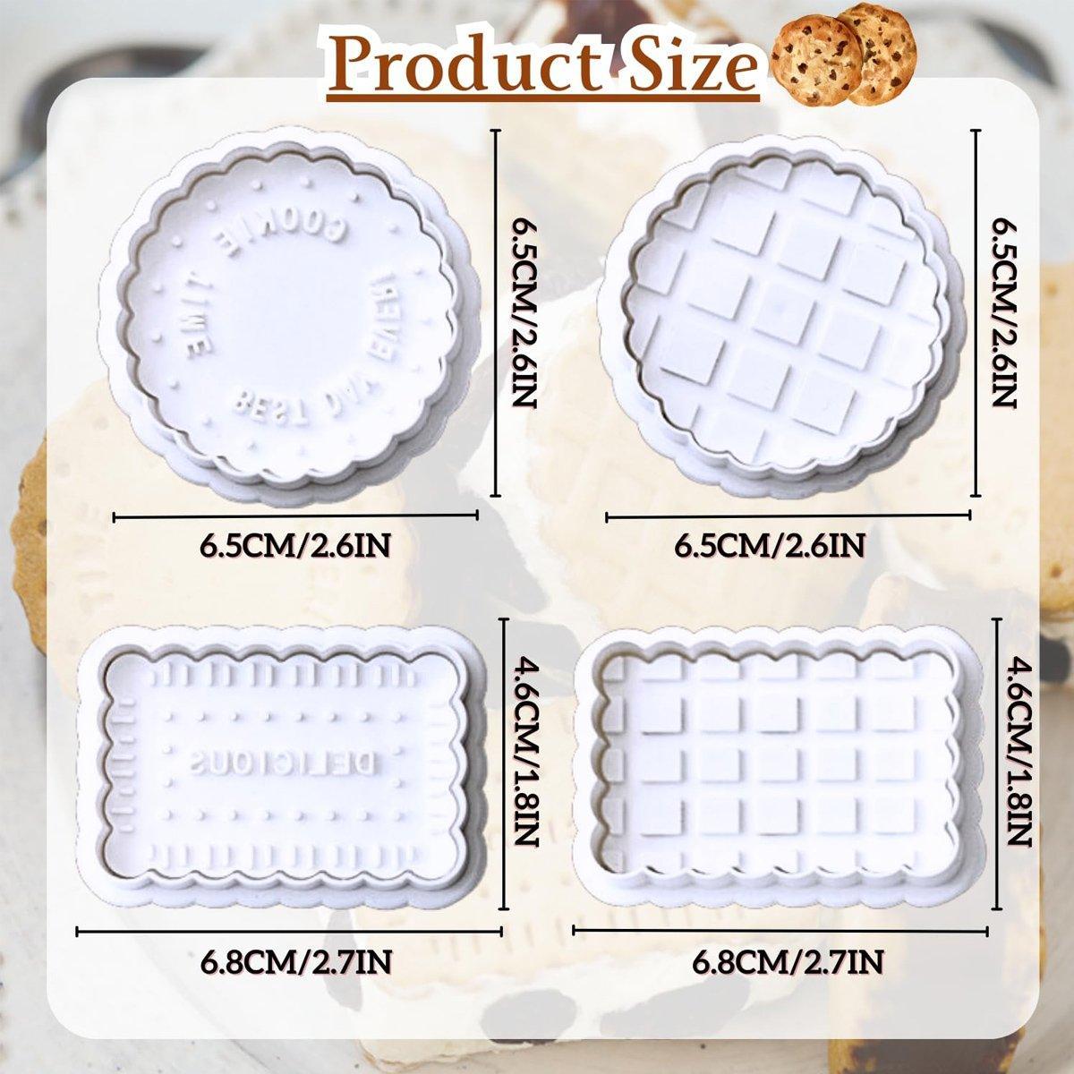 4PCS Plaid Cookie Stamp Set Waffle Biscuit Cutter Press Home Baking Tool Kit V528-WAFFLE-MOLD-4PCS-667611