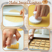 4PCS Plaid Cookie Stamp Set Waffle Biscuit Cutter Press Home Baking Tool Kit V528-WAFFLE-MOLD-4PCS-667611