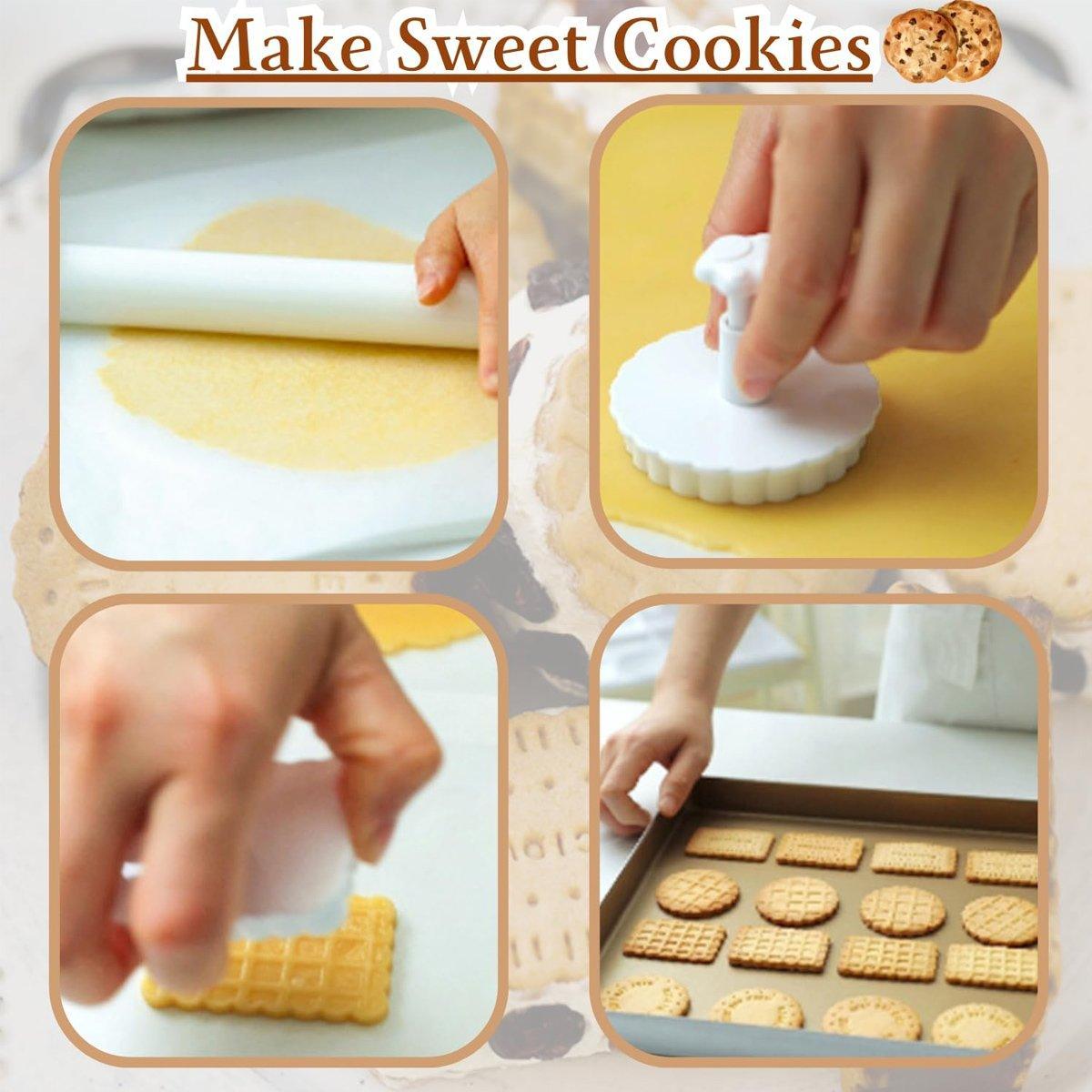 4PCS Plaid Cookie Stamp Set Waffle Biscuit Cutter Press Home Baking Tool Kit V528-WAFFLE-MOLD-4PCS-667611