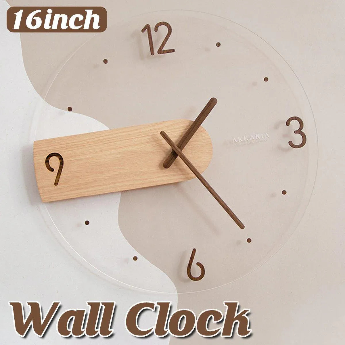 Modern Solid Wood Wall Clock Decorative Home Clock for Living Room Bedroom V528-WALL-CLOCK-400MM-905652
