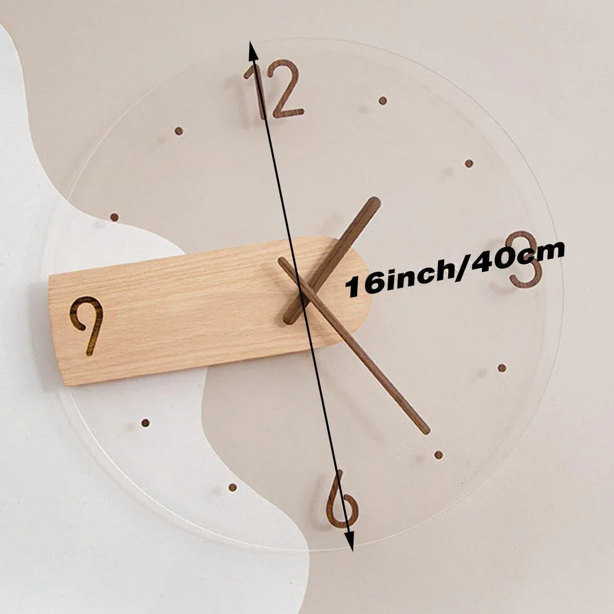 Modern Solid Wood Wall Clock Decorative Home Clock for Living Room Bedroom V528-WALL-CLOCK-400MM-905652