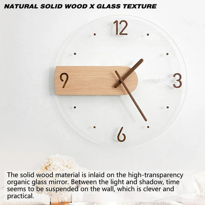 Modern Solid Wood Wall Clock Decorative Home Clock for Living Room Bedroom V528-WALL-CLOCK-400MM-905652