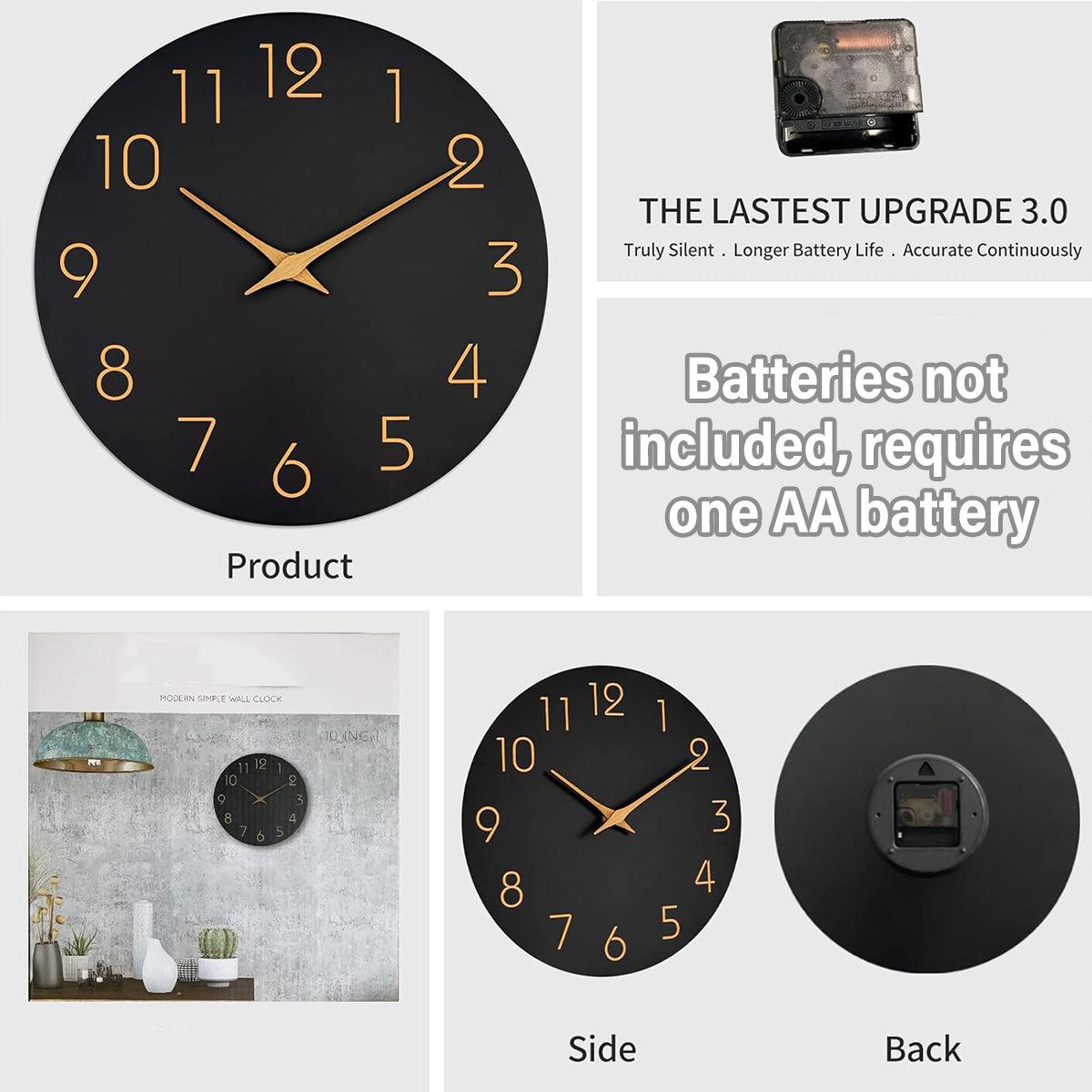 12 Inch Digital Wall Clock Simple Hanging Watch for Living Room Home Decoration - Black V528-WALL-CLOCK-BLACK-12-487887