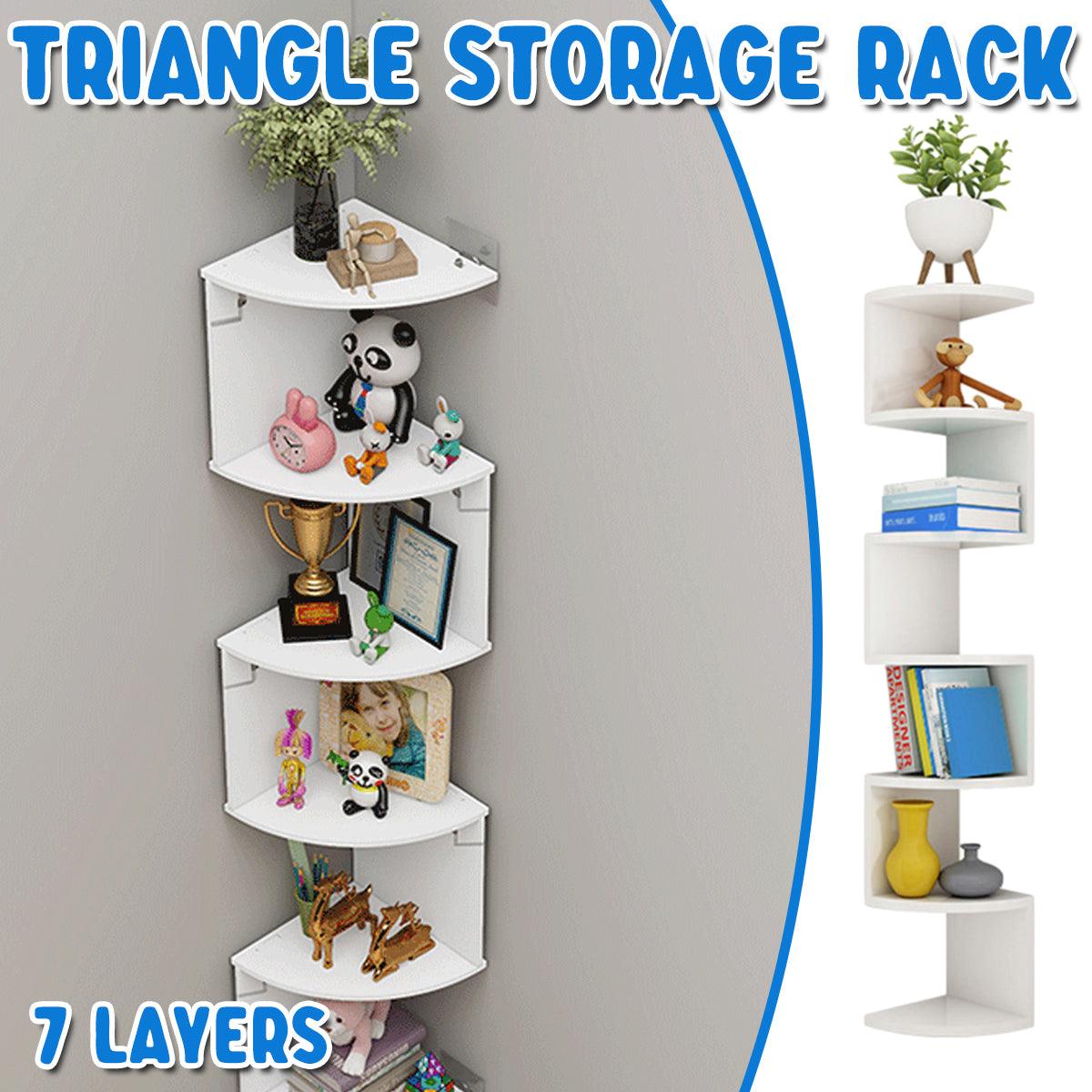 7 Tier Wall Mounted Corner Shelf Triangle Storage Rack Space Saving Organizer V528-WALL-HANGING-STORAGE-7-612354
