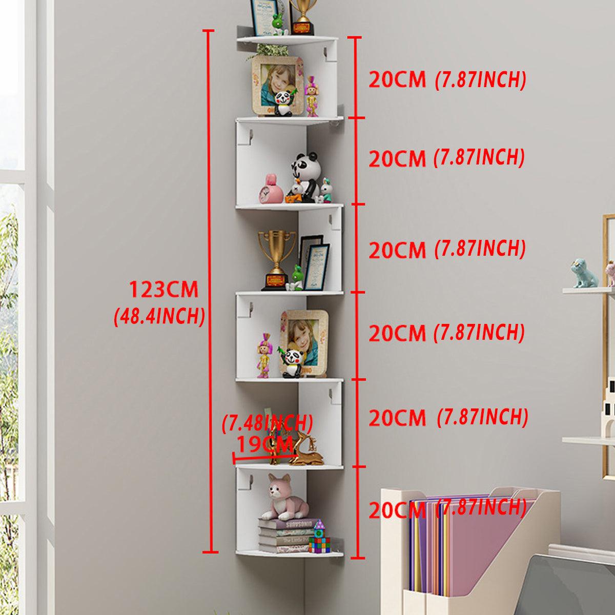 7 Tier Wall Mounted Corner Shelf Triangle Storage Rack Space Saving Organizer V528-WALL-HANGING-STORAGE-7-612354