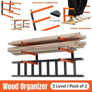 2PCS Wall Mounted Folding Storage Rack Carbon Steel Multi-Layer Organizer V528-WALL-HANGING-WOOD-RACK-866825