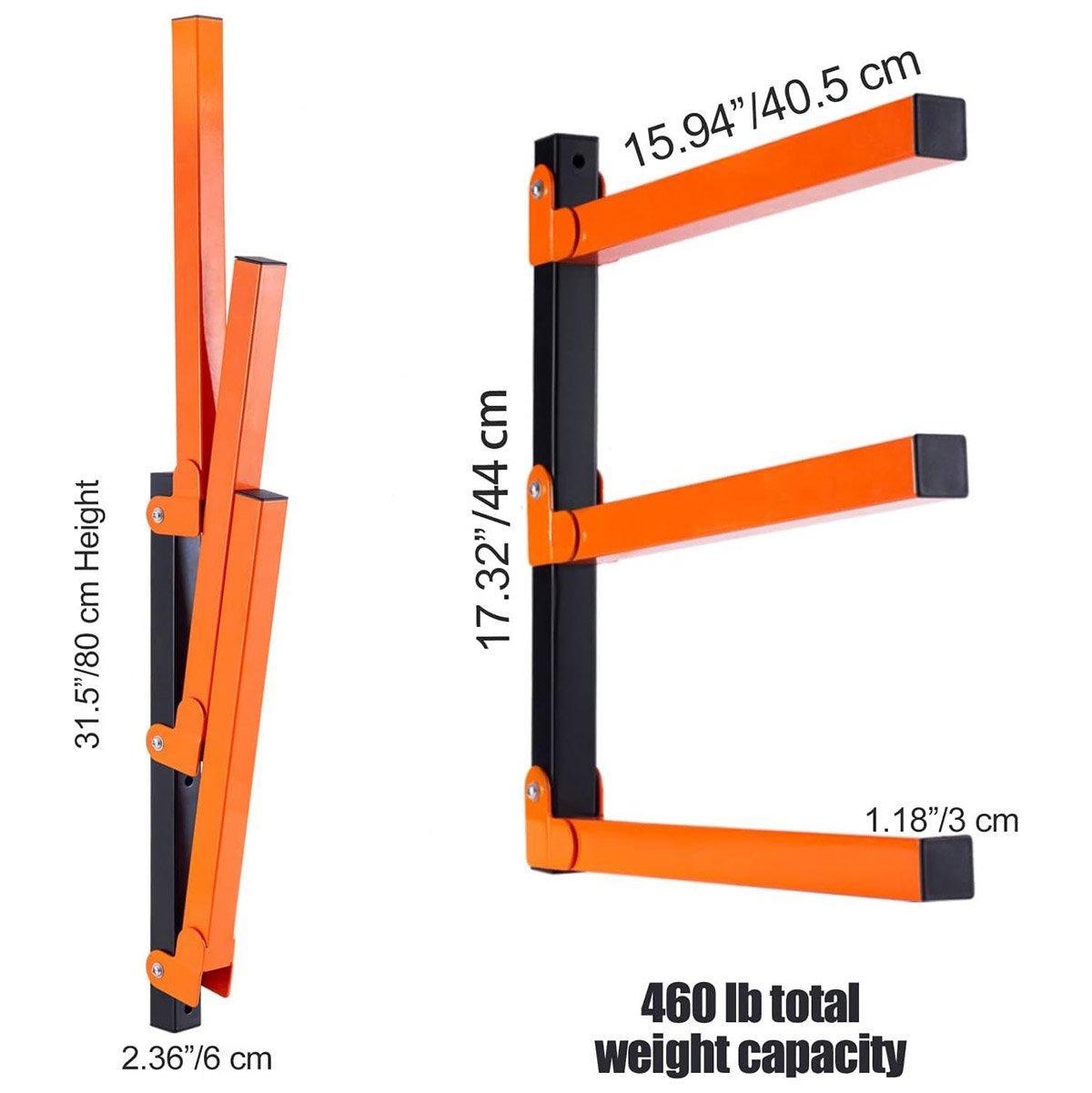 2PCS Wall Mounted Folding Storage Rack Carbon Steel Multi-Layer Organizer V528-WALL-HANGING-WOOD-RACK-866825
