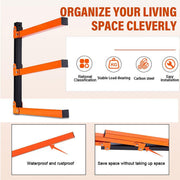 2PCS Wall Mounted Folding Storage Rack Carbon Steel Multi-Layer Organizer V528-WALL-HANGING-WOOD-RACK-866825