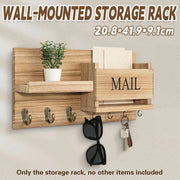 Wooden Wall Mounted Key Holder Storage Rack Door Hook Hanger Coat Rack Organizer V528-WALL-SHELF-RAW-WOOD-350716