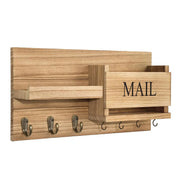 Wooden Wall Mounted Key Holder Storage Rack Door Hook Hanger Coat Rack Organizer V528-WALL-SHELF-RAW-WOOD-350716