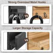 Wooden Wall Mounted Key Holder Storage Rack Door Hook Hanger Coat Rack Organizer V528-WALL-SHELF-RAW-WOOD-350716