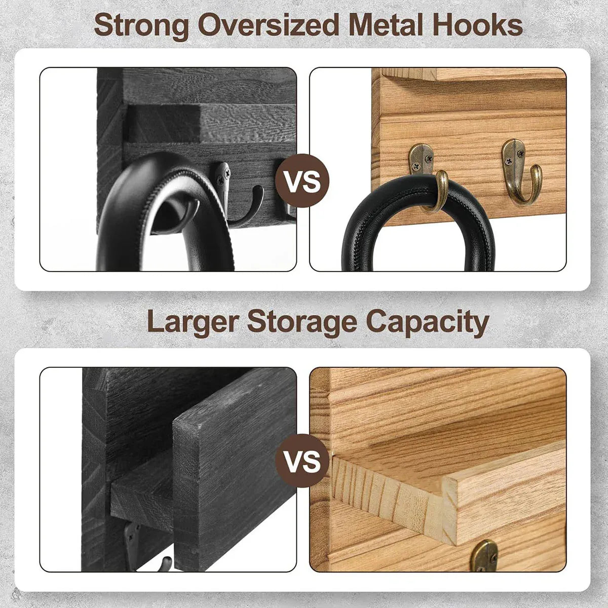 Wooden Wall Mounted Key Holder Storage Rack Door Hook Hanger Coat Rack Organizer V528-WALL-SHELF-RAW-WOOD-350716