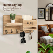 Wooden Wall Mounted Key Holder Storage Rack Door Hook Hanger Coat Rack Organizer V528-WALL-SHELF-RAW-WOOD-350716