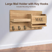 Wooden Wall Mounted Key Holder Storage Rack Door Hook Hanger Coat Rack Organizer V528-WALL-SHELF-RAW-WOOD-350716