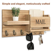 Wooden Wall Mounted Key Holder Storage Rack Door Hook Hanger Coat Rack Organizer V528-WALL-SHELF-RAW-WOOD-350716