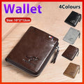 Men'S Rfid Blocking Leather Short Wallet Credit Id Card Cash Holder Purse V528-WALLET-KHAKI-853849