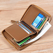 Men'S Rfid Blocking Leather Short Wallet Credit Id Card Cash Holder Purse V528-WALLET-KHAKI-853849
