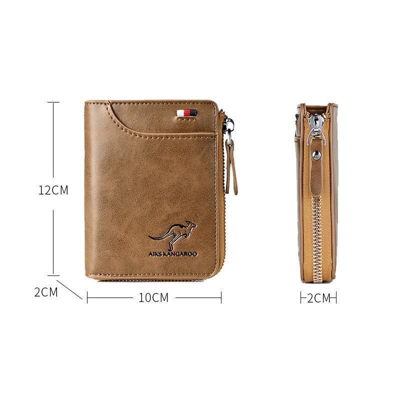 Men'S Rfid Blocking Leather Short Wallet Credit Id Card Cash Holder Purse V528-WALLET-KHAKI-853849