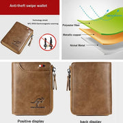 Men'S Rfid Blocking Leather Short Wallet Credit Id Card Cash Holder Purse V528-WALLET-KHAKI-853849