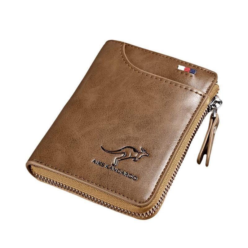 Men'S Rfid Blocking Leather Short Wallet Credit Id Card Cash Holder Purse V528-WALLET-KHAKI-853849