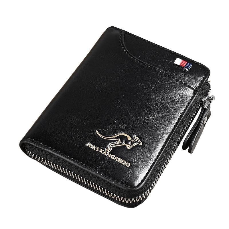 Men'S Rfid Blocking Leather Short Wallet Credit Id Card Cash Holder Purse V528-WALLET-KHAKI-853849