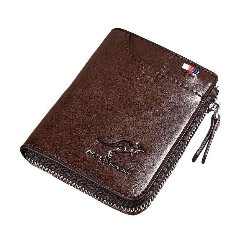 Men'S Rfid Blocking Leather Short Wallet Credit Id Card Cash Holder Purse V528-WALLET-KHAKI-853849