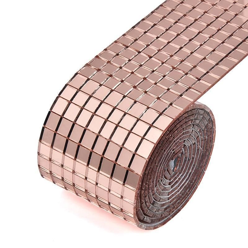 Diy Mini Mosaic Tiles Self-Adhesive Square Mirror Glass Wall Sticker Decors - Rose Gold V528-WALLSTICKER-ROSEGOLD-977454