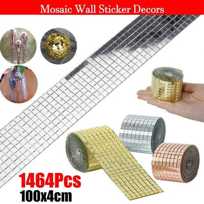 Diy Mini Mosaic Tiles Self-Adhesive Square Mirror Glass Wall Sticker Decors - Silver V528-WALLSTICKER-SILVER-14348