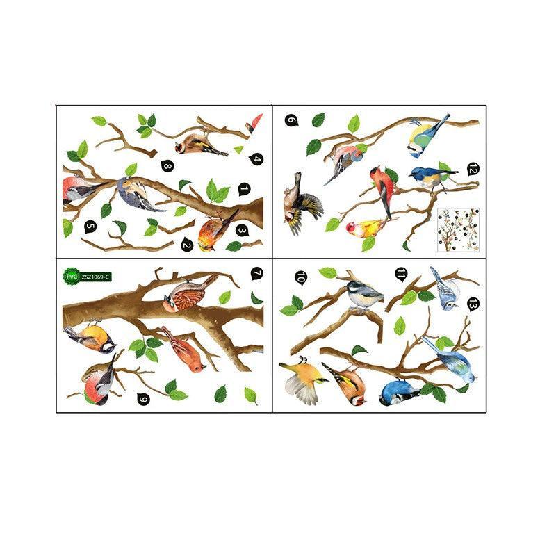 130x65cm Removable Wall Stickers Birds On Tree Branch Wall Decor Decal Home V528-WALLSTICKERS-542018