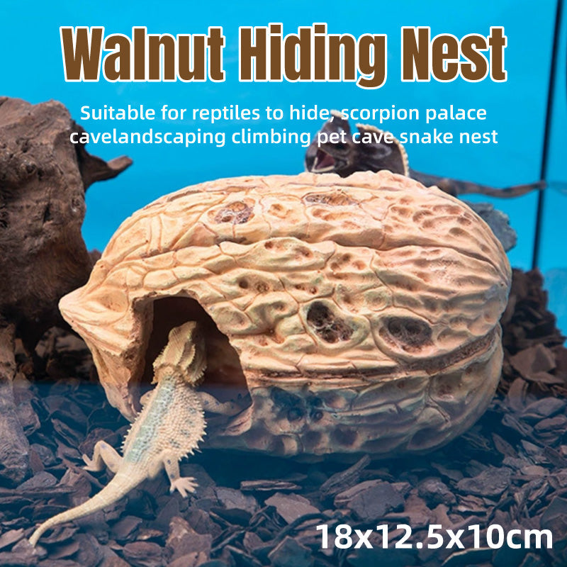 Pet Climbing Shelter Simulated Walnut Resting Box Small Animal Hideaway Decor V528-WALNUT-PIT-590807